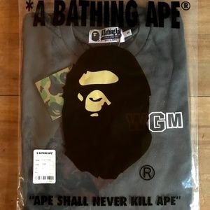 Mens small Bape Shark long-sleeve black Deadstock